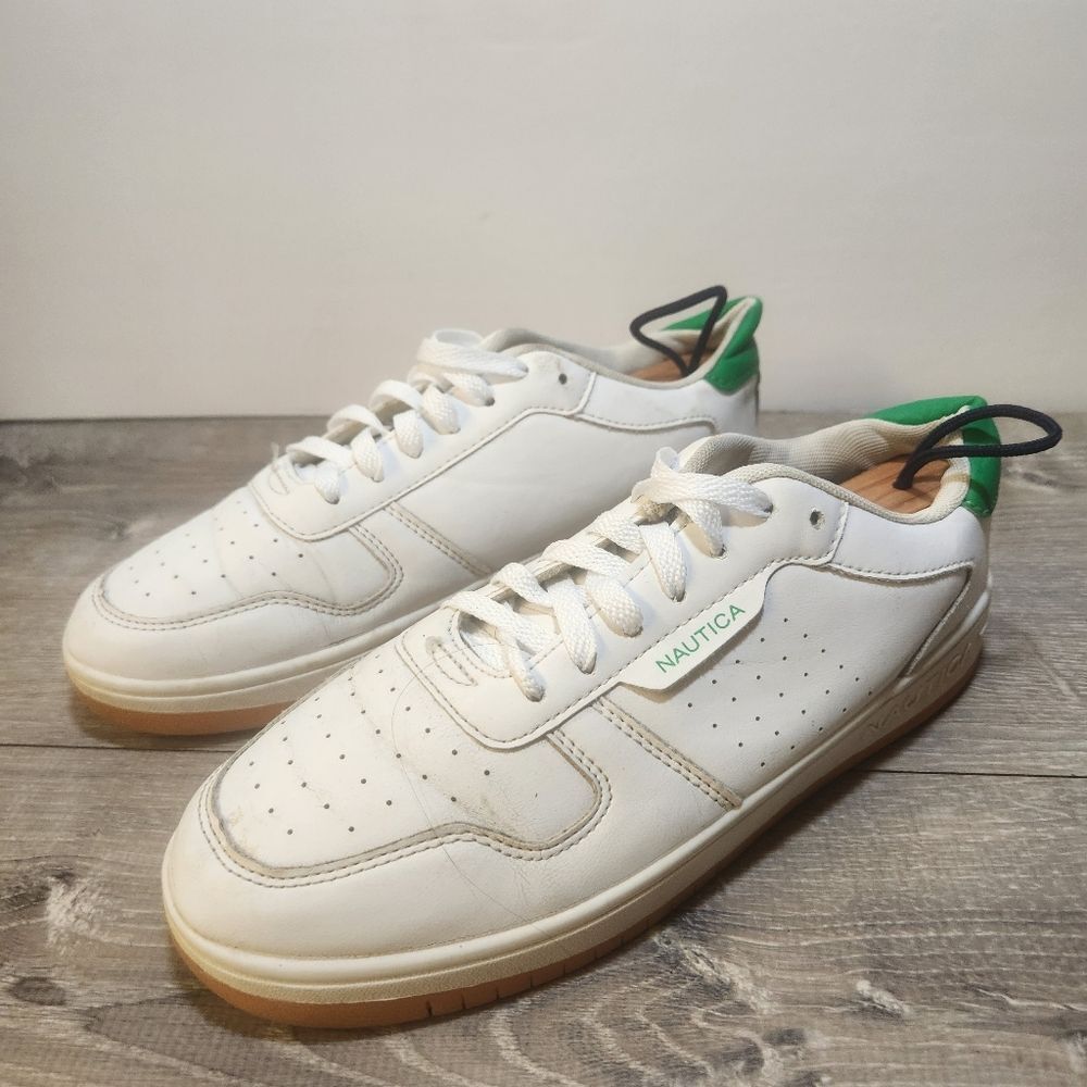 Nautica Stafford Shoes Youth Low Top Shoes Sneakers Size 4 White & Green‎